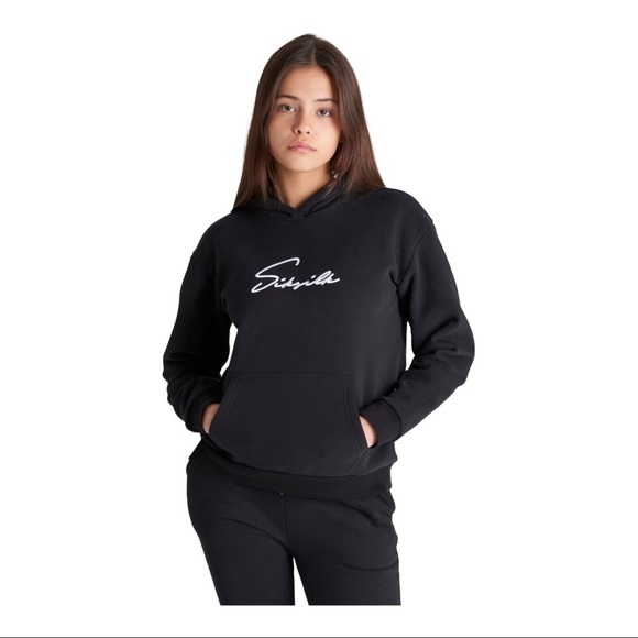 Siksilk Girls Black Signature Overhead Hoodie black/white - Picture 1 of 12